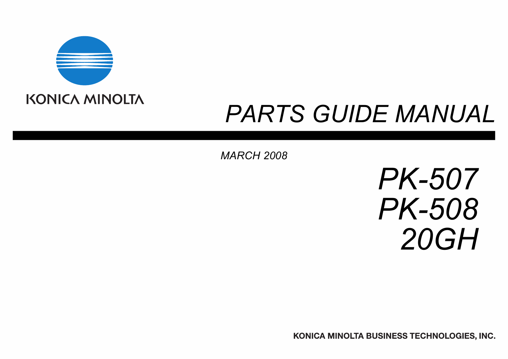 Konica-Minolta Options PK-507 508 20GH Parts Manual-1